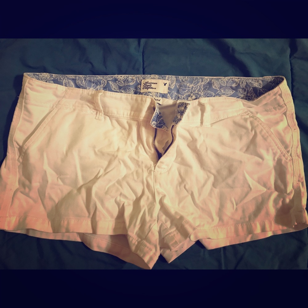 American Eagle White jean shorts